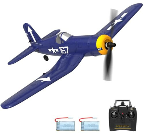VOLANTEXRC RC Plane, 4CH Remote Controlled Plane F4U RTF with Xpilot Stabilization System & One-Key Aerobatic, RC Glider Toy for Beginners, Adults