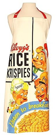 Dexam - Adult Apron, Vintage Kellogg's Rice Krispies Snap Crackle & Pop Design, Adjustable Waist & Neck Straps, Front Pocket, Ideal Kitchen Chefs Apron