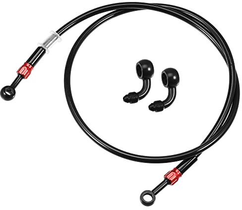 A ABSOPRO Kit De Línea De Freno De Motocicleta An3 Negro 110Cm 1 Juego | Material: Silicona Y Aluminio, Tamaño De Rosca: M10X1, Diámetro Interior: 10Mm, Longitud: 110Cm, Para Todoterreno Y Scooters
