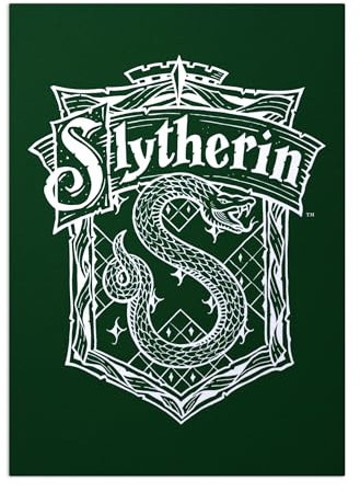 Displate Offiziell Harry Potter MetallPoster Magnetische Befestigung Inklusive Lizenziert Bilder Hochwertiges Poster House Crests - Slytherin Crest Poster 45 cm x 32 cm