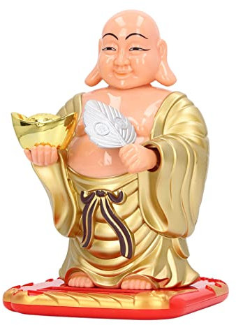 Jenngaoo Maitreya Buddha Statuen, 13,5 cm Buddha Ornament Schaukel Solarenergie Licht Induktion Mittelgroße Auto Ornamente Für Zuhause, Büro, Desktop Dekoration