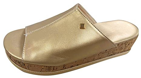 Ciabatte da donna estive estive da donna, comode ciabatte da donna, con plantare, estive, pantofole da donna, oro rosa, 40 EU