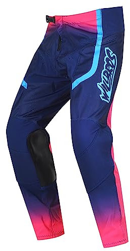 Willbros Tout-Terrain Pantalon de Motocross MX MTB Moto La Montagne Hors Route pour la Compétition Homme Femmes Rose et Bleu M=32