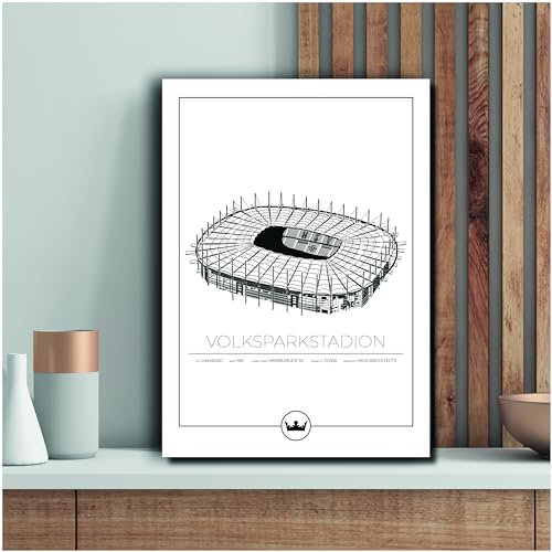 Sverigemotiv Fußballstadion Wandkunstdruck – Bundesliga Fußballmannschaften Eintracht Frankfurt (Hamburger SV - Volksparksstadion, A4) – Fußball geschenke jungen für Fussball-Enthusiasten