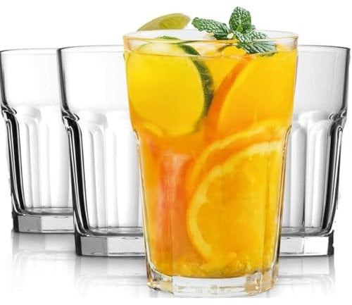 RAONEUS Plastic Tumblers Acrylic Stackable Drinking Glasses Stackable Cups for Adults Set of 4 Plastic Acrylic Drink Tumblers (265ml Clear)