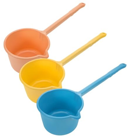 Alipis 3pcs Ladle Plate Bath Rinse Feed Scoop with Handle Handled Dishes Jar Bathroom Water Scoop Kitchen Bathtub Laddle Bottle Opener Bathing Water Cup Pot Pp