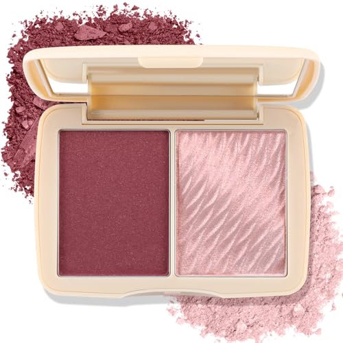 Boobeen Palette de Maquillage 2 Couleurs - Fard à Joues, Highlighter, Contour Mat et Shimmer - Poudre Visage Blusher Highlight Bronzer