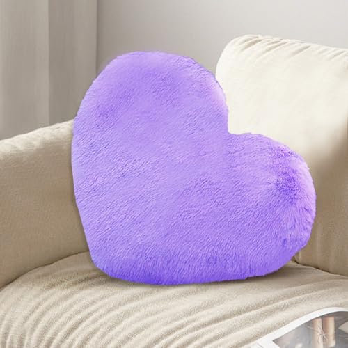 MeYuxg Herz Kissen, Herzkissen Lila Kuschelkissen, Deko Kissen Herzform Flauschig Plüsch Kissen für Wohnzimmer Sofa Bett Schlafzimmer