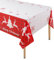 iwiio Christmas Table Cloth, 54 x 108 Red Reindeer Decorated Plastic Table Cover, Christmas Tablecloth Rectangular Wipeable Clean, Christmas Tableware Accessories