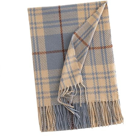 Halstuch Damen Baumwolle Blau Damen Winter Plaid Imitation Kalt Warm Schal Halstuch Damen Dreieckstuch 𝐊lein (Blue, One Size)