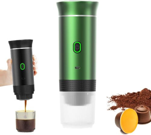 Cafetera portátil 3 en 1, minicafetera eléctrica de expreso minutos veces, autocalentamiento de 4-6 minutos, 50 veces con una carga