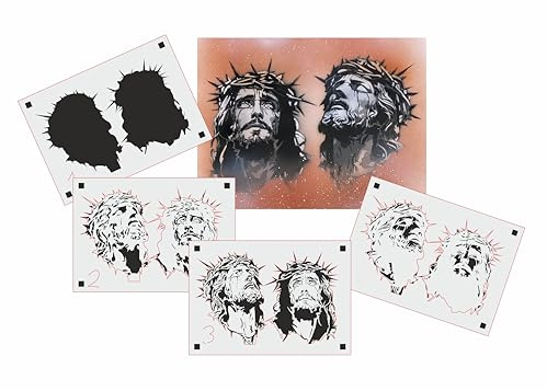 TS-001 Tattoo Style Schablone für Acryl, Airbrush, Spray, Lacke und Wandfarbe A4