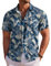 COOFANDY Hawaii Hemd Männer Kurzarm Hemd Herren Hawaiihemd Tropical Palmen Kurzarmhemd Strandhemd Urlaubshemd Sommerhemd Blau-Blatt XL