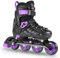 Einstellbare Verstellbare Kinder Inline Skates für Mädchen und Jungen, Roller Skates Blades für Jugend Kinder Indoor & Outdoor Anfänger (Schwarz & Violett, S)