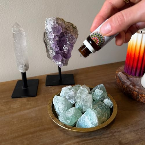 LAVISA Edelstein Aroma Diffuser für Aromatherapie Duftöl, ätherisches öl mit natürlichen Kristallen (Grüner Fluorit, Palo Santo)