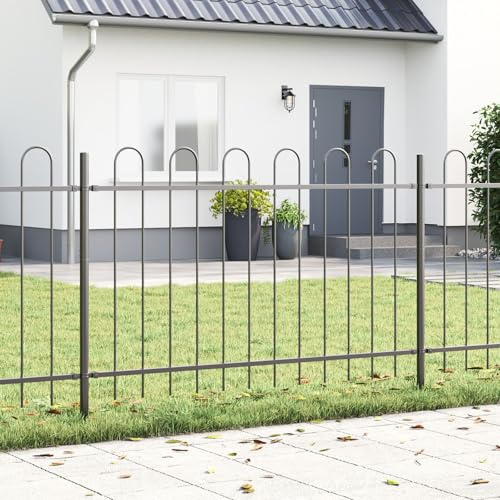 vidaXL Garden Fence BOXTEL 6 pcs 10.2 x 1.2 m Powder-Coated Steel Grey