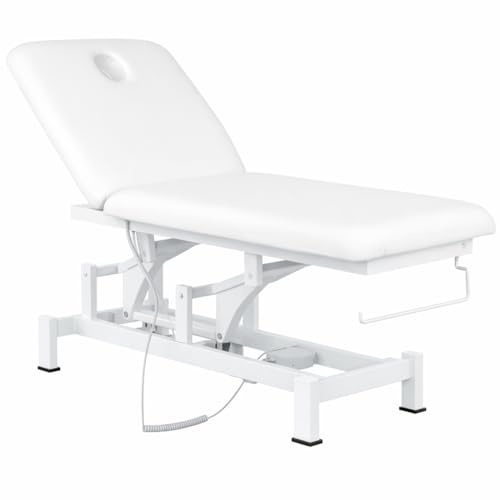 PLUS SANTE – Table d’Examen électrique FOBIA 2 Plans, Hauteur réglable par Moteur, Dossier inclinable, revêtement PU Facile à Nettoyer (Blanc, 70 cm (Porte-Rouleau, sans roulettes))