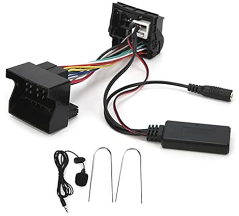 DEMULAX Câble Bluetooth, adaptateur Bluetooth, câble Bluetooth 12 broches 12 V, adaptateur audio stéréo ABS avec microphone de remplacement, for Peugeot 207 307 407 308 adaptateur micro audio pour véh