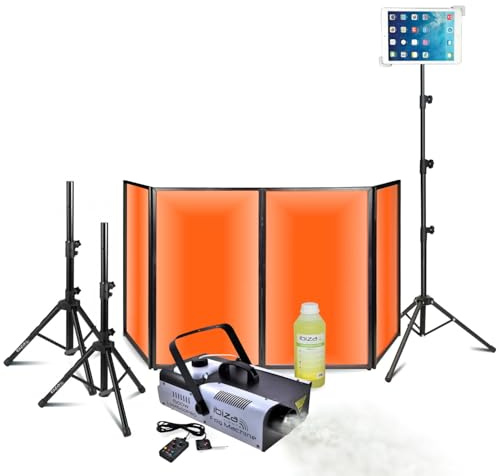 Ibiza - DJ-Pack mit Licht für die Fassade 1200 x 700 – Nebelmaschine Ibiza LSM1500PRO – Tablet-Ständer – Lautsprecherfüße – Sono Abend