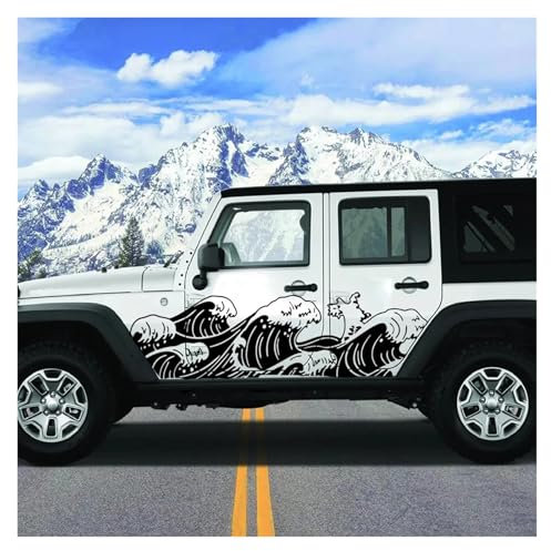 Große Welle Strand LKW Auto Aufkleber Aufkleber Camper Rv Wohnmobil for Auto Fahrzeug Vinyl Decor(Gray,100cmwidex33cmhigh)