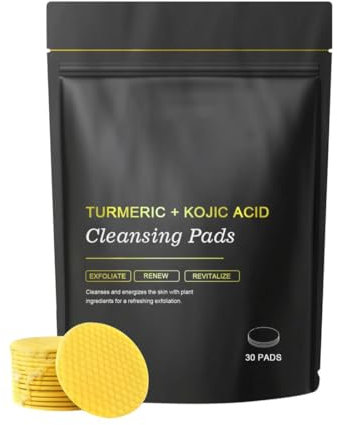 Kurkuma Kojisäure-Reinigungspads, 30 Stück, Kurkuma-Gesichtspeeling-Pads mit Vitamin C, Kojisäure und Kurkuma-Reinigungspads für Peeling, hergestellt mit Vitamin B5