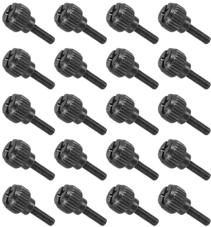 sourcing map 20 Pcs M3x10mm PC Computer Case Thumbscrews, Carbon Steel Nickel Plated Knurled Thumb Screws Bolts Fasteners for Computer Cover, Motherboard, Fan, Power Supply, Black