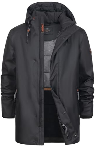 Indicode Herren INTeyler Regenjacke Windbreaker mit Kapuze und Fleecefutter | Funktionale Herrenjacke für Sport und Outdoor mit warmem Futter, Wetterjacke, Regenjacke, Übergangsjacke für Männer