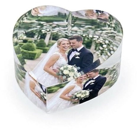 Personalised Photo Glass Heart Paperweight | Custom Crystal Keepsake with Your Picture | Luxury Gift Box for Anniversary, Wedding & Valentine's Day