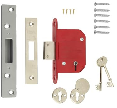 Ironmongery Solutions® Fortress 5 Lever Mortice Sashlock – 2.5 (64mm) British Standard BS3621 – Satin Chrome | High-Security Door Lock for Wooden Doors | Insurance-Approved Sashlock