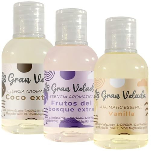 Gran Velada - Duftöl Hochkonzentrierte -Set Pack | Aromen Set für Seifen und Kerzen, Vanille, Kokos und Waldfrüchte, DIY Kosmetik Düfte, Parfümöl für Handgemachte Produkte, Aroma Kit