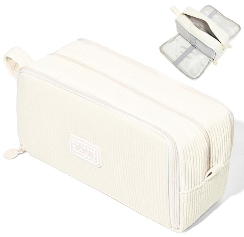 HuaMuDM Federmäppchen aus Cord-Stoff,Federtaschen Mäppchen mit 3 Fächer | Große Kapazität Mäppchen,Langlebig Federtaschen,Pencil Case,Bleistifttasche für Schule & Büro