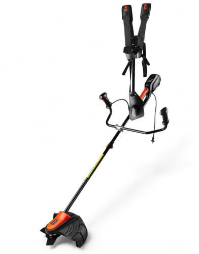 Desbrozadora Eléctrica con Cable Dnipro-M 150S, 1500W, Hilo y Cuchilla | Hilo de 355 mm y cuchilla 3T de 255 mm │ Barra telescópica de 920 a 1810 mm │ Correa tipo mochila, peso de 5,8 kg