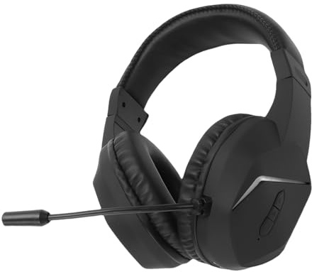 YUEHISY Wireless Gaming Headset Advanced 2.4G Bluetooth 5.4 RGB Light Wireless Gaming Headphone with Noise Canceling Mic for PC Computer (Black)