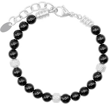 Heideman Armband Herren Gero mit schwarzer Perle Edelstahl silber 16+5cm | Maskulines Accessoire für Partner oder Freund, schöne Geschenkidee, leicht, hautfreundlich und pflegeleicht im Alltag.