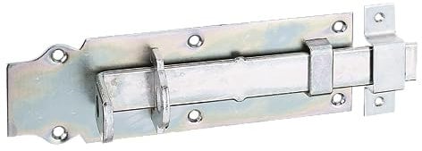 Alberts 116798 Verrou porte-cadenas | droit, avec poignée plate et gâche attachée | passivé | platine 200 x 64 mm