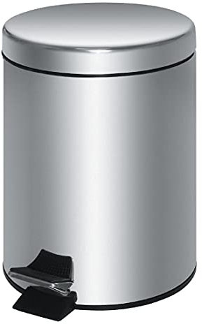 Cubo de basura con pedal de acero inoxidable, color plateado, 20 l, 448 x 293 mm