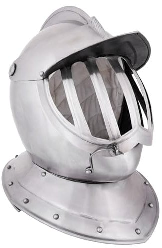 Battle-Merchant - Geschlossene Sturmhaube Burgonet Helm 17. Jh. 1,6 mm Stahl - Renaissance-Helm für Mittelalter-Reenactment und LARP
