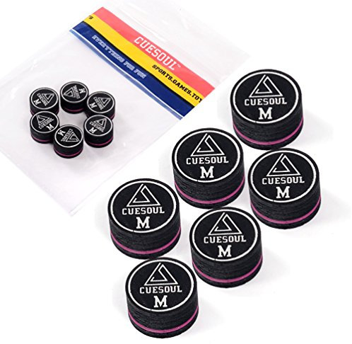 CUESOUL 6 Stück 9 Layer-14mm Pigskin Queue Spitzen für Billiard (Medium)