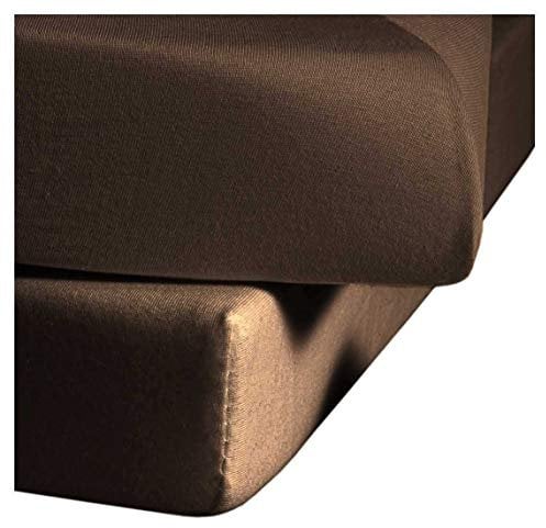 fleuresse Jenny C, klassisches Jersey-Spannlaken, 100% Baumwolle, mit praktischem Rundumgummi, Fb. Zartbitter, Größe 120 x 200 cm, auch passend für 110/130 x 200