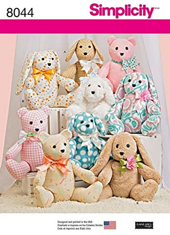 Schnittmuster 8044 von Simplicity für Bär, Hund und Hase, Stofftiere