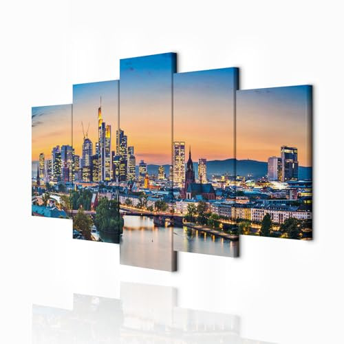 decomonkey Wandbilder New York 200x100 cm 5 Teilig Leinwandbilder Wanddeko | Bild auf Leinwand, Kunstdruck, Wohnzimmer, Wanddekoration