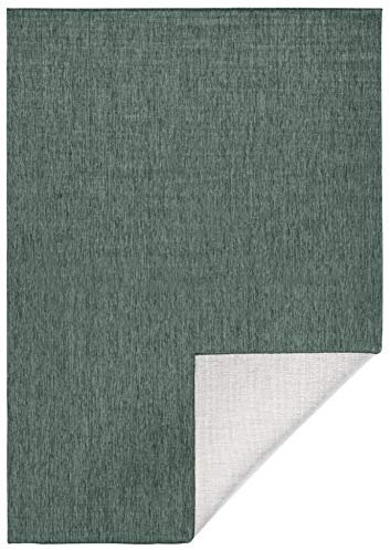 NORTHRUGS In- und Outdoor Teppich Miami 200x290cm - Wendeteppich Wetterfest Modernes Unifarben Design Läufer für Balkon Terrasse Garten Wintergarten Wohnzimmerteppich Wasserfest in Grün Creme