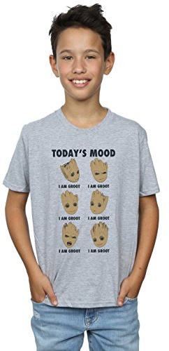 Marvel Boys Guardians of The Galaxy Groot Today's Mood T-Shirt Sport Grey 9-11 Years