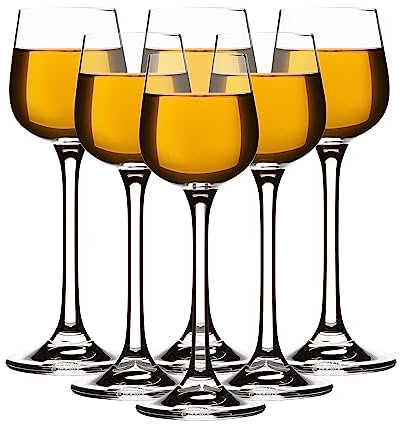 Galicja PORTO Lot de 6 verres à vodka - Verre à liqueur avec pied - Verres à liqueur - Verres à vodka - Verres à shot - Verre avec style - Verre à liqueur et grappa 60 ml