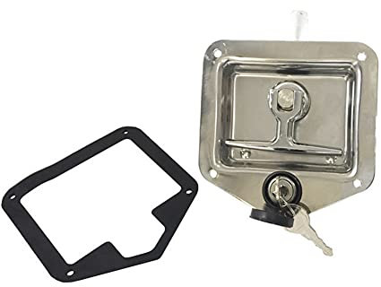 iSpchen Anhänger Türschloss T-Griff Schloss Autotürschloss Anhänger Türverriegelung Edelstahl Werkzeugkastenschloss mit Unterlegscheiben schlüssel für Wohnmobil LKW Werkzeugkasten