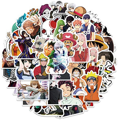 Klassische Anime-Aufkleber, 50 Stück, gemischte japanische Stil, Cartoon-Aufkleber, Vinyl, wasserdichte Aufkleber, Laptop, Skateboard, Snowboard, Wasserflasche, Teenager, Kinder für Aufkleber