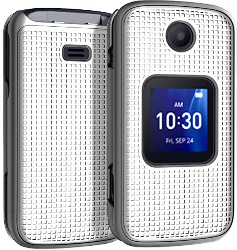 Nakedcellphone Schutzhülle für Alcatel Go Flip 4 / TCL Flip Pro Phone, schlanke Hartschalen-Schutzhülle mit Gitterstruktur – Perlweiß