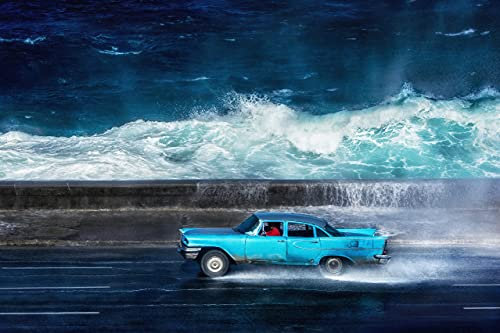 VLIES Fototapete-OLDTIMER-(PF6190)-450x280 cm-Havanna Kuba Classic Car Auto Vintage Retro XXL Wandbild Wandtattoo Poster Moderne Tapete