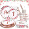 Heboland 1 Geburtstag Mädchen Pappteller Set, rosa Goldfolie 1. Geburtstag Mädchen wiederverwendbare Partygeschirr für 25 Gäste, 125pcs Geburtstagsdeko 1 jahr Mädchen