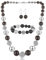 Bulinlin Perlen Damen Schmuck Set Silber Choker Halskette Ohrringe Creolen Statement Modeschmuck Weihnachtsgenchenke für Frauen(Black)